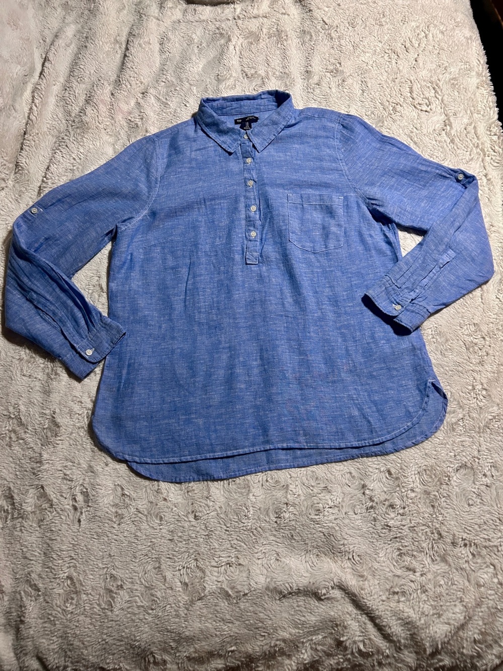 GAP Blue Casual Button-Down Boyfriend Fit Shirt Medium